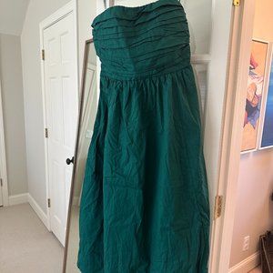 Abercrombie & Fitch Strapless Poplin Midi Dress, Green, Size M, New with Tags